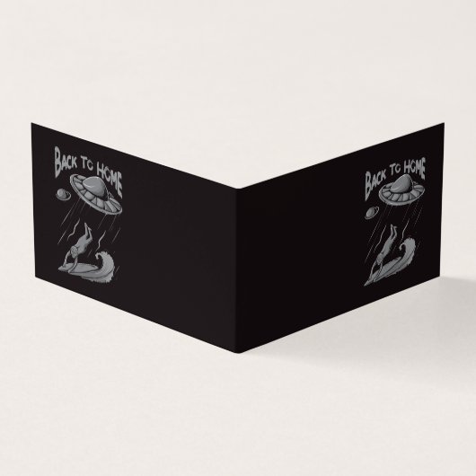 buitenaards surfende illustratie met thuis visitekaartje (Buitenkant)