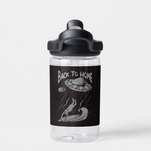 buitenaards surfende illustratie met thuis waterfles (Achterkant)