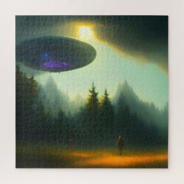Buitenaards UFO dat in het bos landt Sciencefictio Legpuzzel