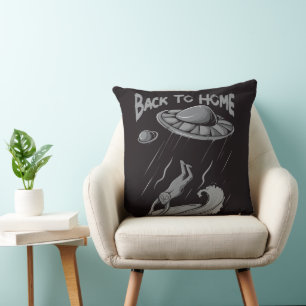 buitenaards ufo surfen illustratie met terug naar kussen