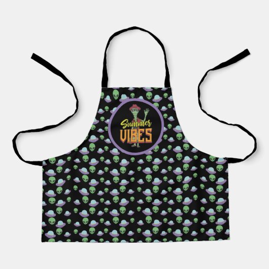 Buitenaards UFO Zomer Sfeer Grappig Kookcadeau Schort (Voorkant)