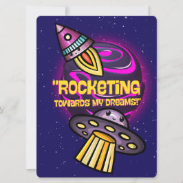 BUITENAARDS, UNIVERSE, RAKETSCHIP, PLANEET EN RUIM FEESTDAGENKAART