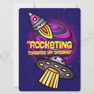 BUITENAARDS, UNIVERSE, RAKETSCHIP, PLANEET EN RUIM FEESTDAGENKAART