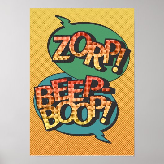 Buitenaards vs robot pop art retro poster (Voorkant)