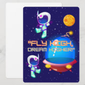 BUITENAARDS WEEZEN, HEELAL, RAKETSCHIP, PLANEET EN FEESTDAGENKAART (Voorkant / Achterkant)