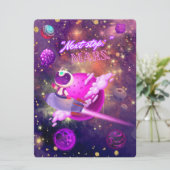 BUITENAARDS WEEZEN, HEELAL, RAKETSCHIP, PLANEET EN FEESTDAGENKAART (Staand voorkant)