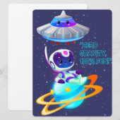 BUITENAARDS WEEZEN, HEELAL, RAKETSCHIP, PLANEET EN FEESTDAGENKAART (Voorkant / Achterkant)