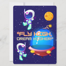 BUITENAARDS WEEZEN, UNIVERSUM, RAKETSCHIP, PLANEET FEESTDAGENKAART