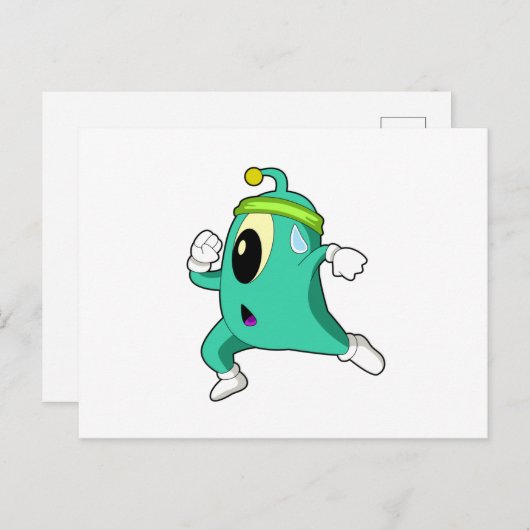 Buitenaards wezen als hardloper briefkaart (Voorkant / Achterkant)