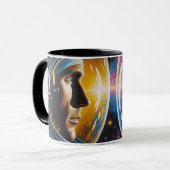 Buitenaards wezen en astronaut in de ruimte mok (Voorkant links)