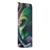 Buitenaards wezen en astronaut in de ruimte thermosbeker (Geroteerd rechts)