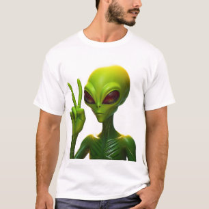 Buitenaards wezen geeft Vredesteken T-shirt