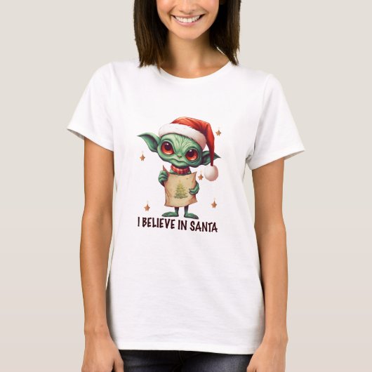 Buitenaards wezen geloof ik in de Kerstman T-shirt (Voorkant)