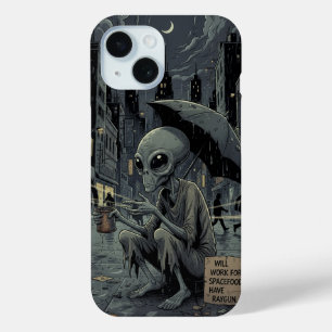 Buitenaards wezen in de regen iPhone 15 case