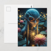 Buitenaards wezen in een Lotus Pond Briefkaart (Voorkant / Achterkant)