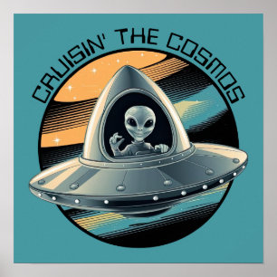 Buitenaards wezen in ruimteschip poster