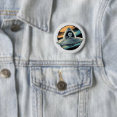 Buitenaards wezen in ruimteschip ronde button 5,7 cm (In situ)