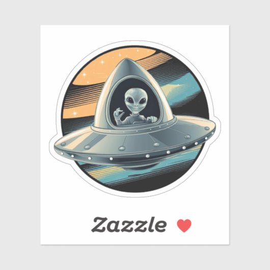 Buitenaards wezen in ruimteschip sticker (Vel)