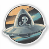 Buitenaards wezen in ruimteschip sticker (Voorkant)