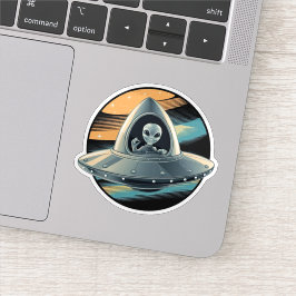 Buitenaards wezen in ruimteschip sticker