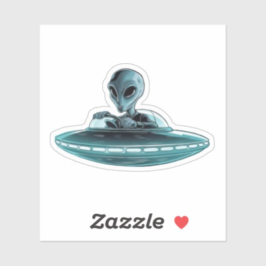 Buitenaards wezen in UFO Sticker (Vel)