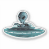 Buitenaards wezen in UFO Sticker (Voorkant)