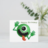 Buitenaards wezen komt naar verjaardag briefkaart (Staand voorkant)