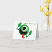 Buitenaards wezen komt naar verjaardag kaart (Gele Bloem)