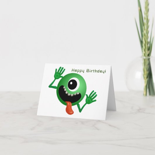 Buitenaards wezen komt naar verjaardag kaart (Voorkant)