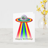 Buitenaards wezen komt naar verjaardag kaart (Gele Bloem)