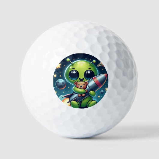 BUITENAARDS WEZEN MET EEN RAKET GOLFBALLEN (Voorkant)