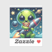 BUITENAARDS WEZEN MET EEN RAKET STICKER (Vel)