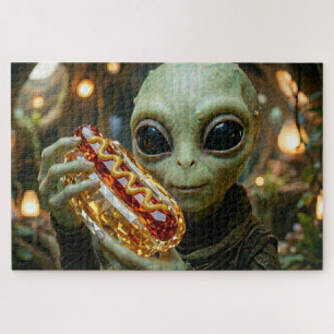 Buitenaards Wezen met Kristallijnen Hotdog  Legpuzzel