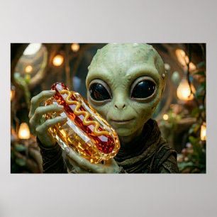 Buitenaards Wezen met Kristallijnen Hotdog Poster