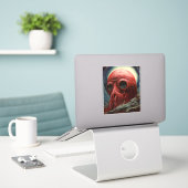 Buitenaards wezen Sci-fi Horror Art Sticker (Laptop op bureau)