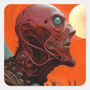 Buitenaards wezen Sci-fi Horror Art Vierkante Sticker