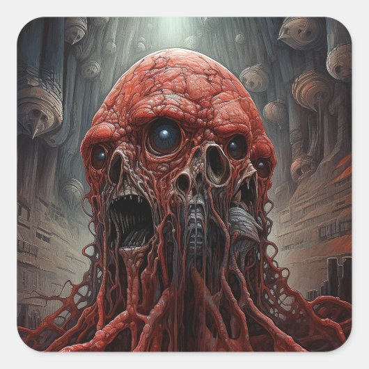 Buitenaards wezen Sci-fi Horror Art Vierkante Sticker (Voorkant)