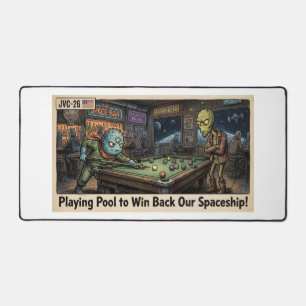 Buitenaards wezen speelt pool bureaumat
