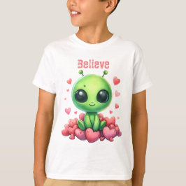 buitenaards zitten op harten Liefde UFO Geloof sci T-shirt