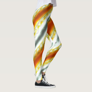 Buitenaardse abstracte strepen in oranje en grijs leggings