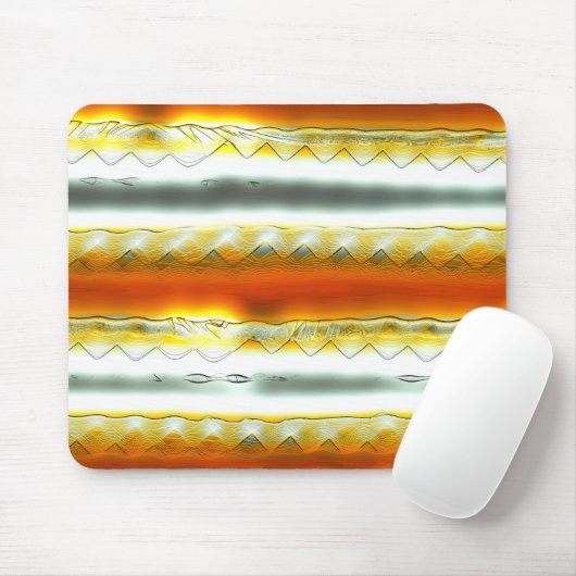 Buitenaardse abstracte strepen in oranje en grijs muismat (Met muis)