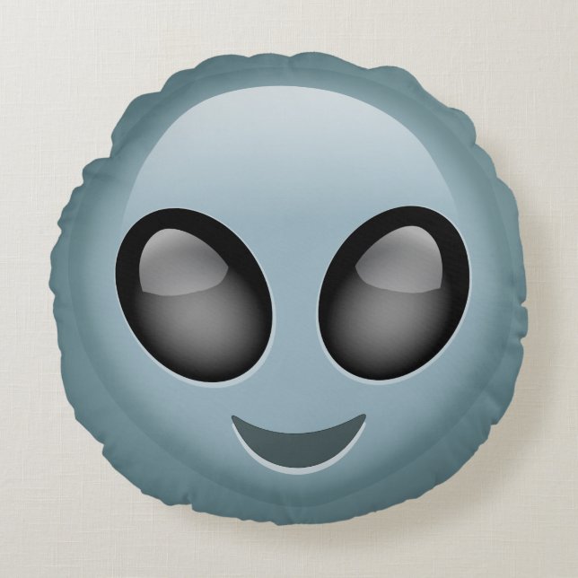 Buitenaardse Alien Emoji Rond Kussen (Voorkant)