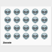 Buitenaardse Alien Emoji Ronde Sticker (Vel)
