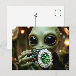 Buitenaardse Alien en Kristallijnen Sushi Briefkaart