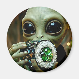 Buitenaardse Alien en Kristallijnen Voedsel Schets Magneet