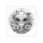 Buitenaardse Alien in Flowers Sterrennacht Rubberstempel (Afrduk)