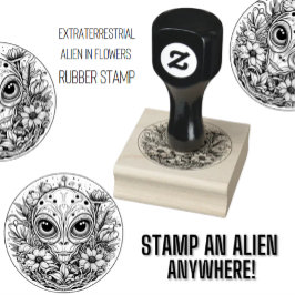 Buitenaardse Alien in Flowers Sterrennacht Rubberstempel