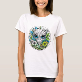 Buitenaardse Alien in Flowers Sterrennacht T-shirt