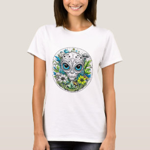 Buitenaardse Alien in Flowers Sterrennacht T-shirt