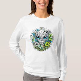 Buitenaardse Alien in Flowers Sterrennacht T-shirt